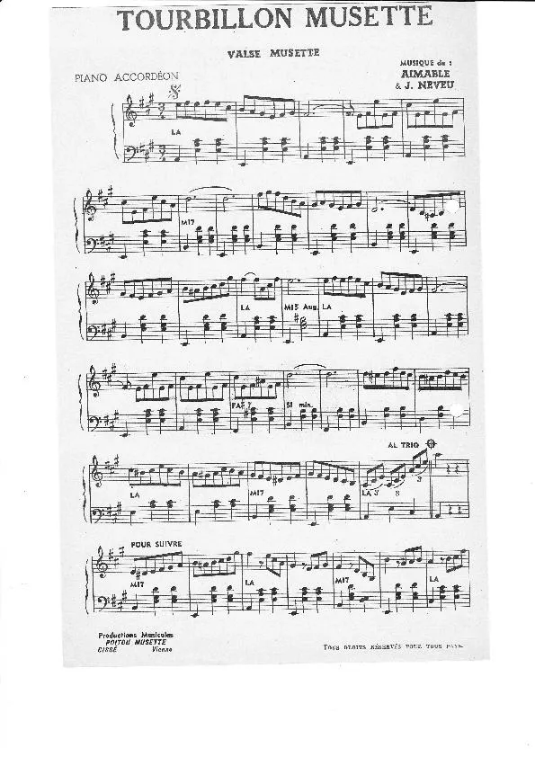 télécharger la partition d'accordéon Tourbillon Musette (Valse Musette) au format PDF