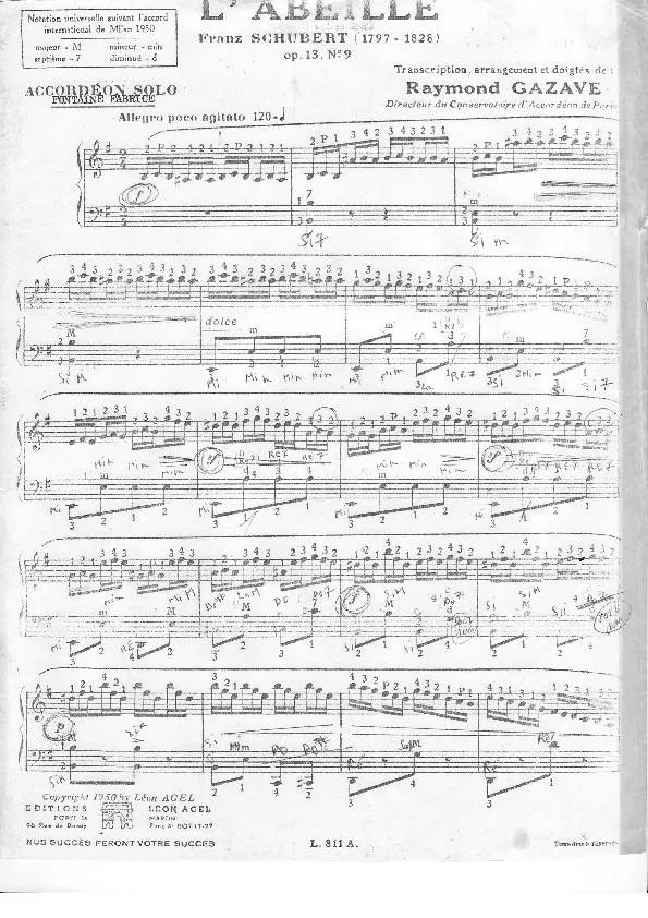 télécharger la partition d'accordéon L'abeille (Arrangement Raymond Gazave) au format PDF