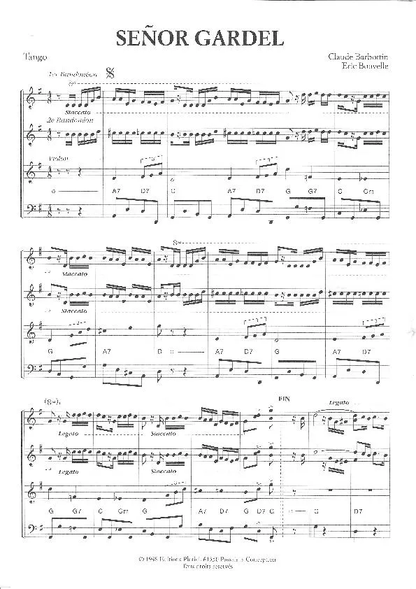 télécharger la partition d'accordéon Senõr Gardel (Tango) au format PDF
