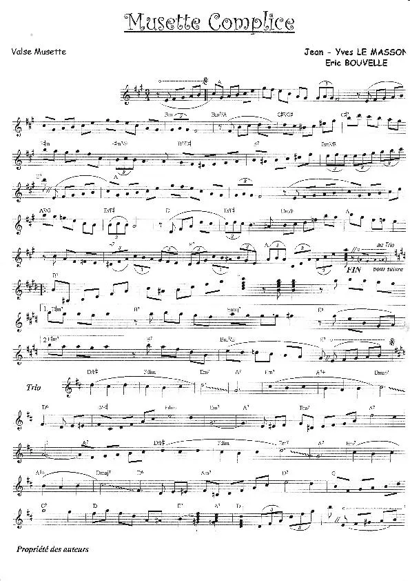télécharger la partition d'accordéon Musette Complice (Valse Musette) au format PDF