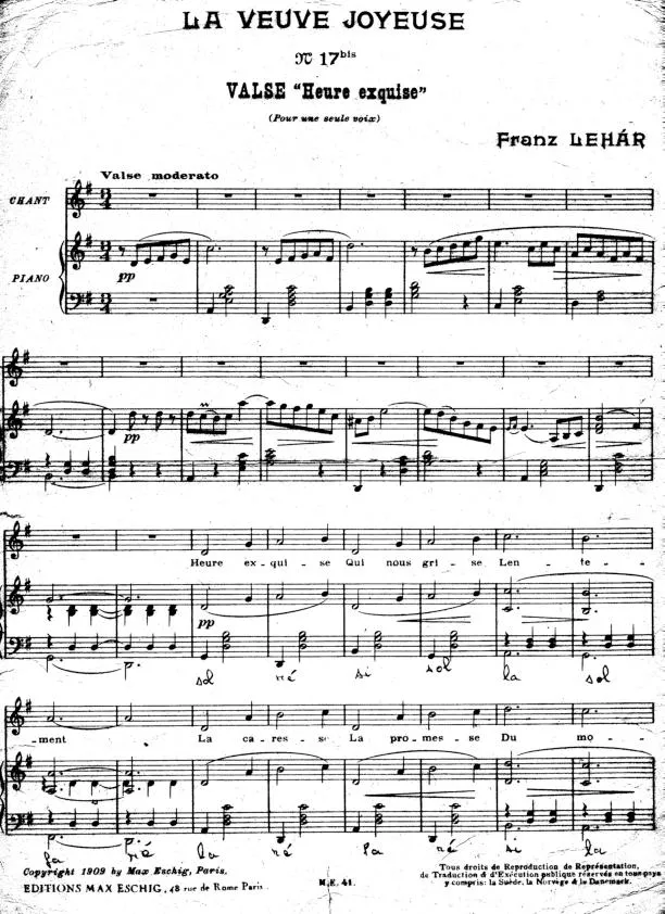 télécharger la partition d'accordéon La veuve joyeuse (Valse heure exquise) (N°17bis) au format PDF