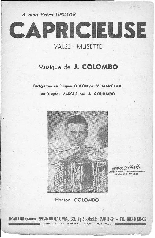 télécharger la partition d'accordéon Capricieuse (Valse Musette) au format PDF