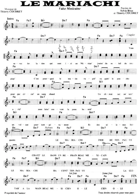 télécharger la partition d'accordéon Le mariachi (Valse Mexicaine) au format PDF