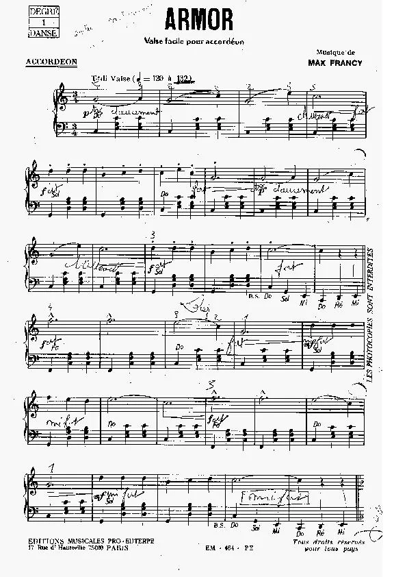 télécharger la partition d'accordéon Amor (Valse) au format PDF