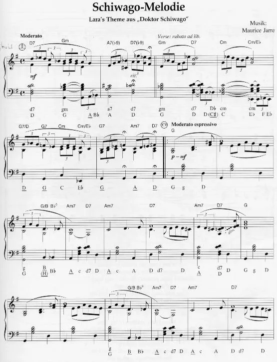 télécharger la partition d'accordéon Schiwago Melodie (Doktor Schiwago) au format PDF