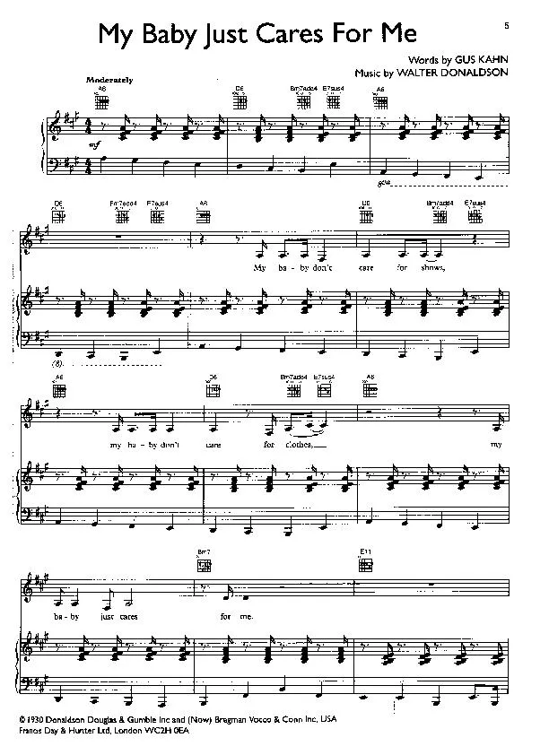télécharger la partition d'accordéon My Baby Just Cares For Me au format PDF