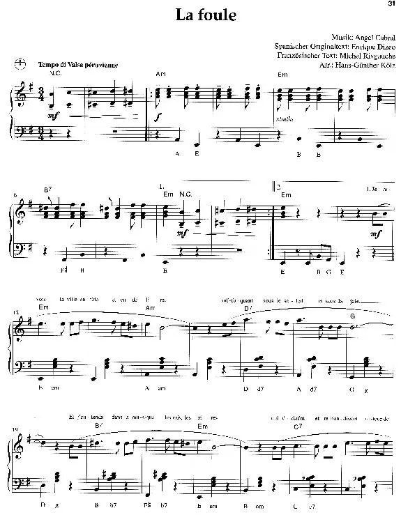 télécharger la partition d'accordéon La foule (Arrangement Hans-Günther Kölz) (Valse Péruvienne) au format PDF