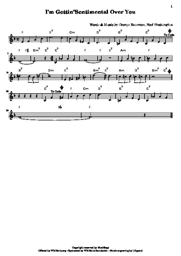 télécharger la partition d'accordéon I'm gettin' sentimental over you au format PDF