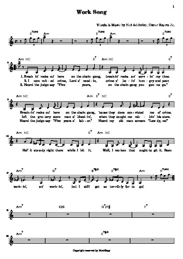 télécharger la partition d'accordéon Work Song (Relevé) au format PDF