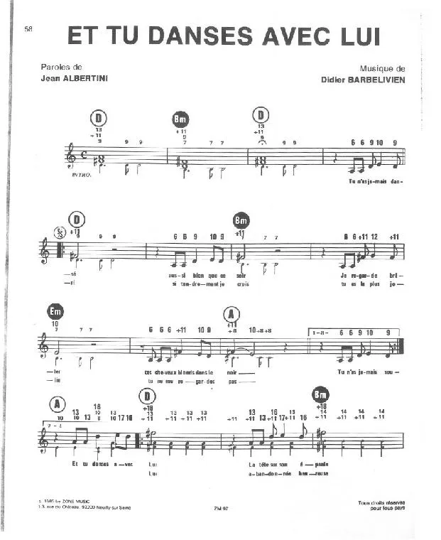 télécharger la partition d'accordéon Et tu danses avec lui (Chant : C Jérôme) (Slow) au format PDF