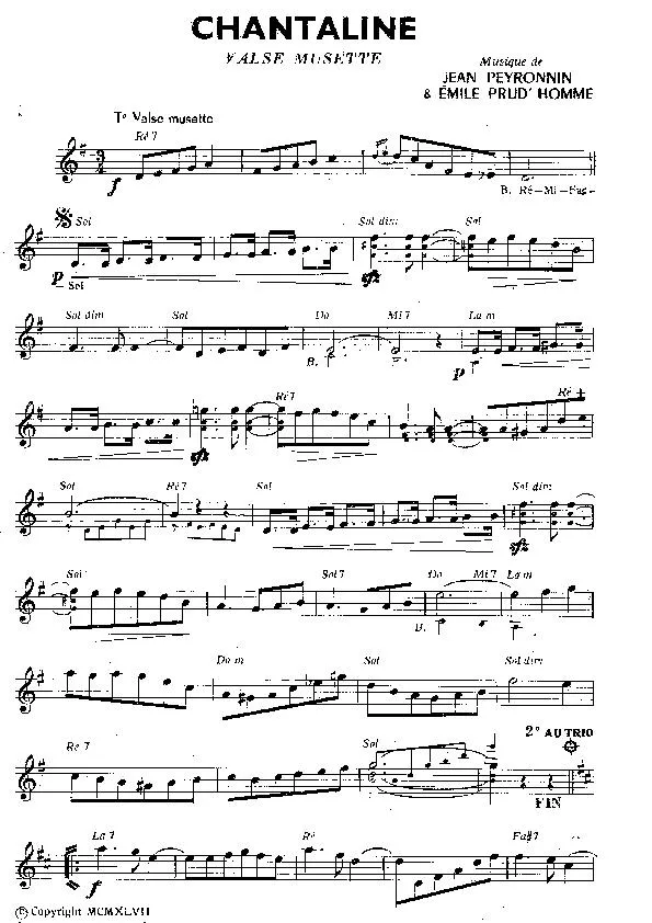 télécharger la partition d'accordéon Chantaline (Valse Musette) au format PDF