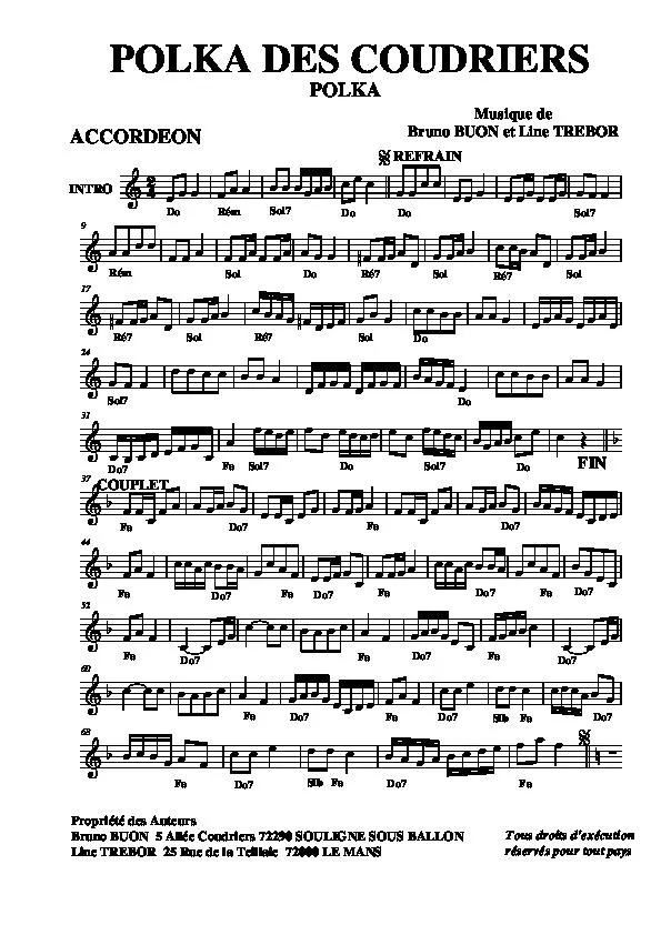 télécharger la partition d'accordéon Polka des coudriers au format PDF