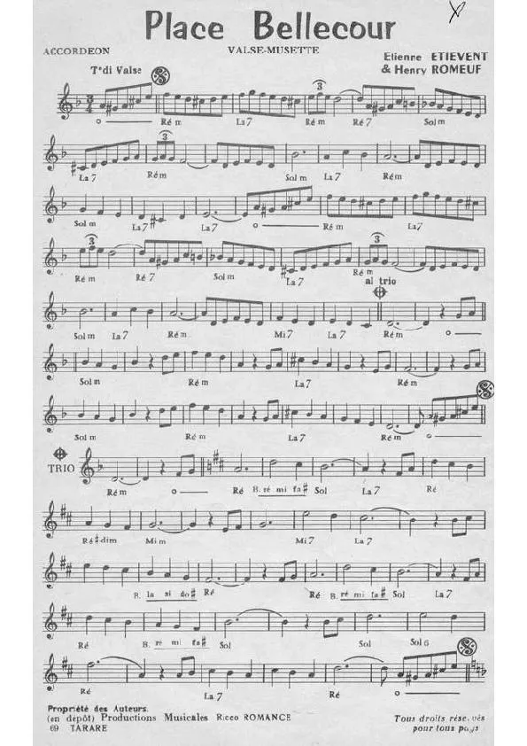 télécharger la partition d'accordéon Place Bellecour (Valse Musette) au format PDF
