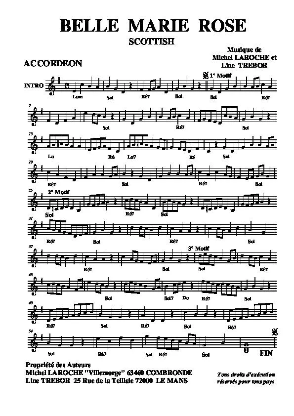télécharger la partition d'accordéon Belle Marie Rose (Schottish) au format PDF