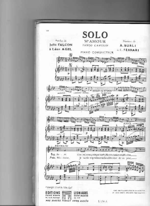 télécharger la partition d'accordéon Solo (M'amour) (Tango) au format PDF