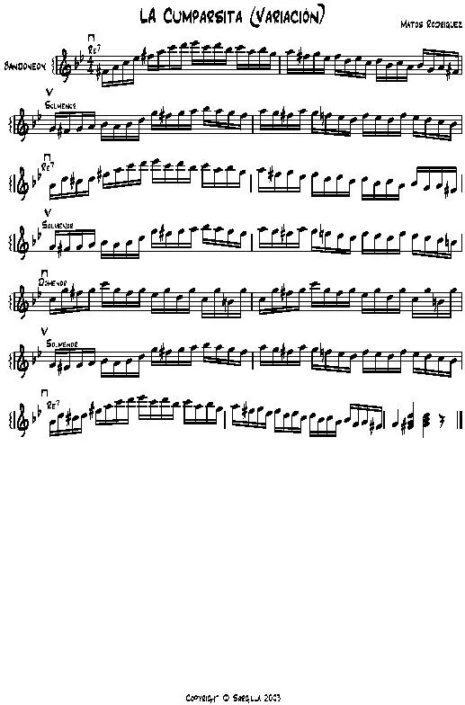 télécharger la partition d'accordéon La cumparsita (Variations) (Tango) au format PDF