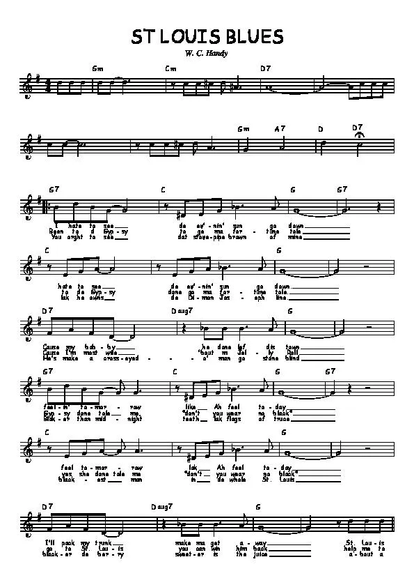 télécharger la partition d'accordéon Saint Louis blues au format PDF