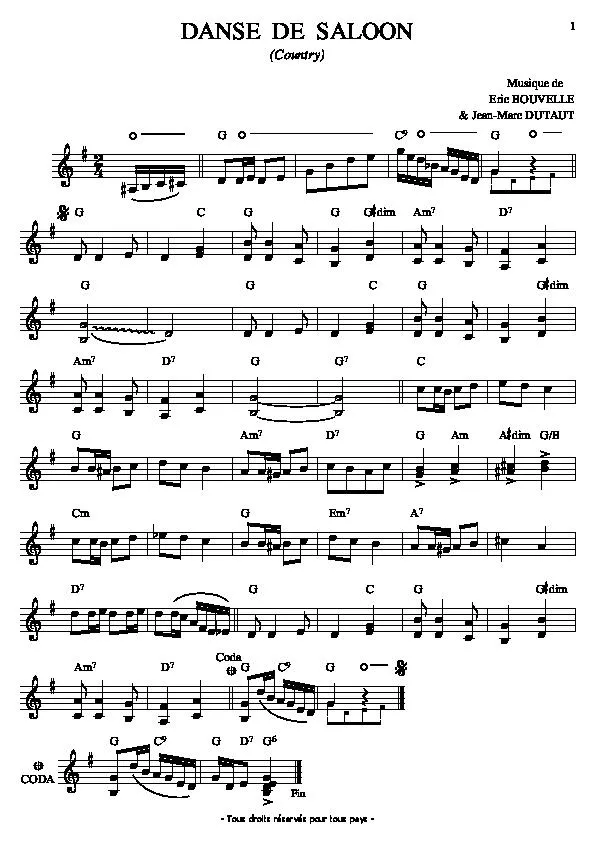 télécharger la partition d'accordéon Danse de saloon (Country) au format PDF