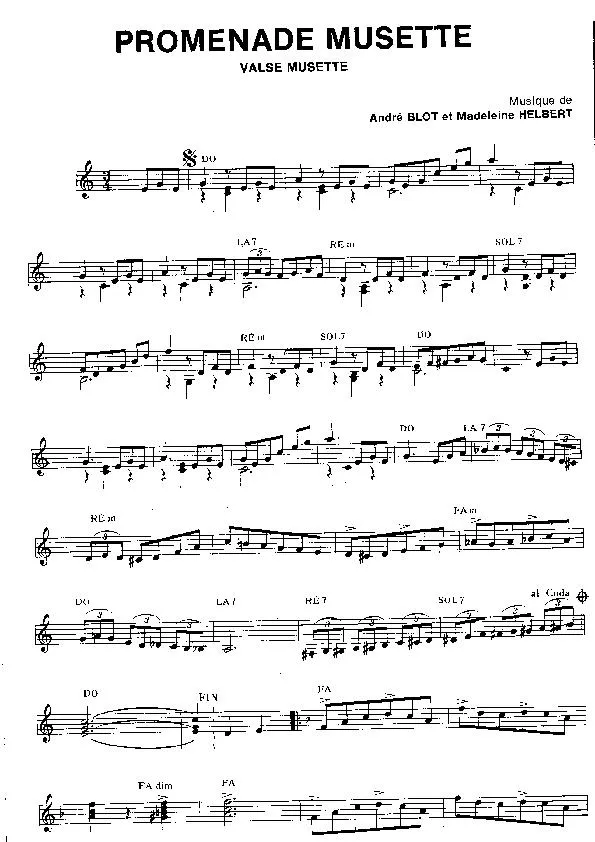 télécharger la partition d'accordéon Promenade Musette (Valse Musette) au format PDF