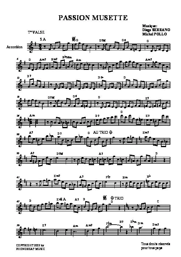 télécharger la partition d'accordéon Passion musette (Valse) au format PDF