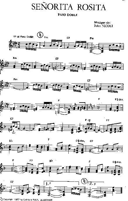 télécharger la partition d'accordéon Señorita Rosita (Paso Doble) au format PDF