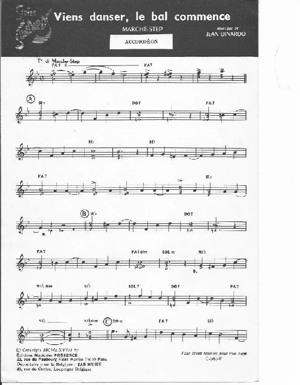 télécharger la partition d'accordéon Viens danser le bal commence (Marche) au format PDF
