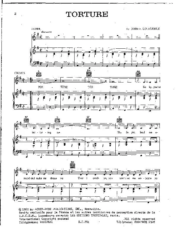 télécharger la partition d'accordéon Torture (Cœur blessé) (Chant : Petula Clark) au format PDF