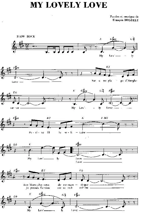 télécharger la partition d'accordéon My Lovely Love (Slow Rock) au format PDF