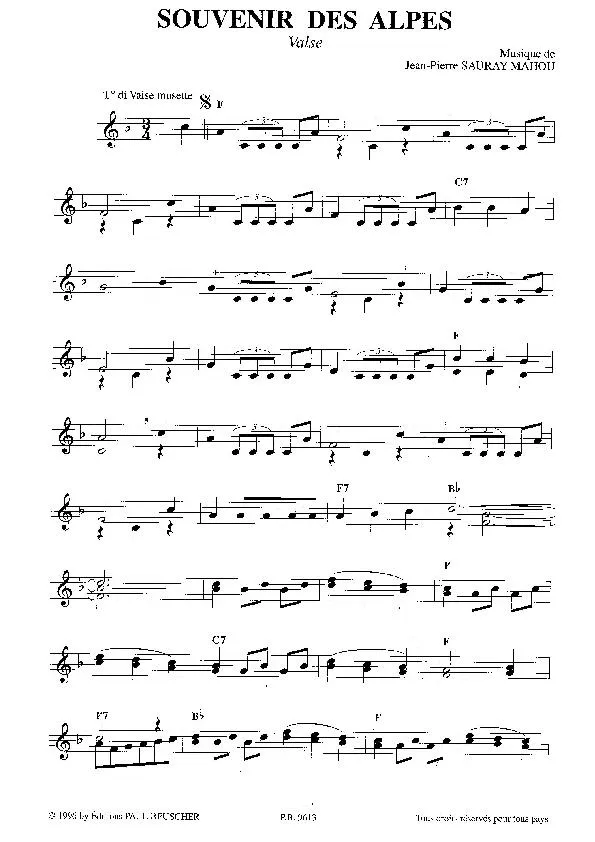 télécharger la partition d'accordéon Souvenir des alpes (Valse) au format PDF