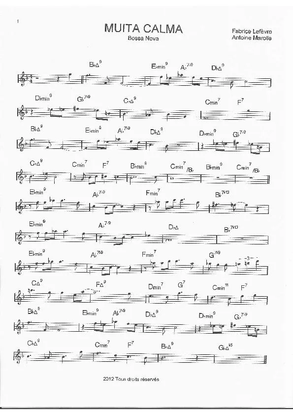 télécharger la partition d'accordéon Muita calma (Bossa Nova) au format PDF