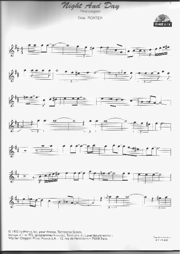 télécharger la partition d'accordéon Night and day (Partie Saxophone) au format PDF
