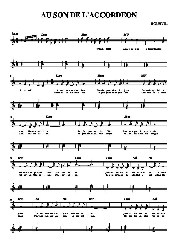 télécharger la partition d'accordéon Au son de l'accordéon (Chant : Bourvil) (Relevé) au format PDF