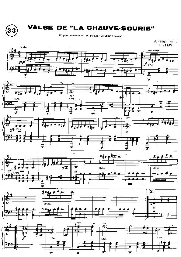 télécharger la partition d'accordéon Valse de la Chauve Souris (Strauss) au format PDF