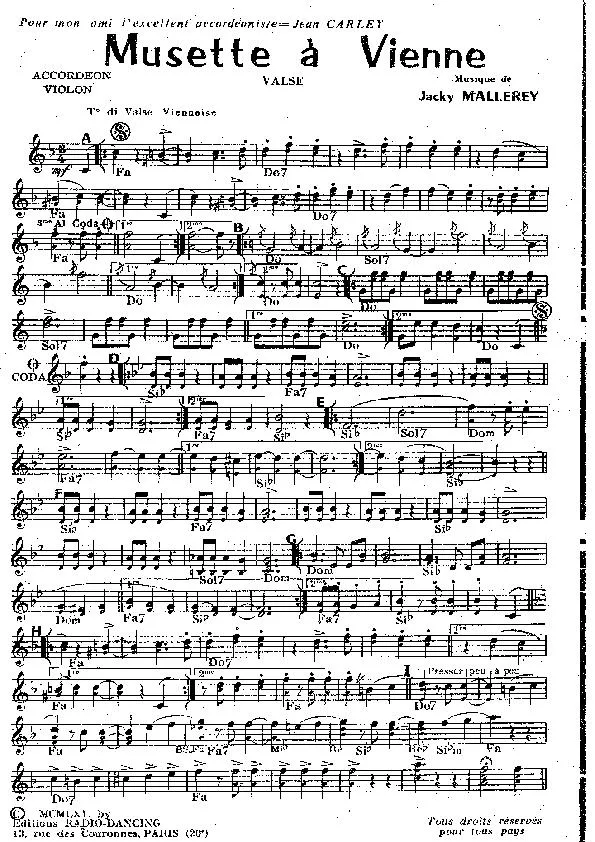 télécharger la partition d'accordéon Musette à Vienne (Valse) au format PDF
