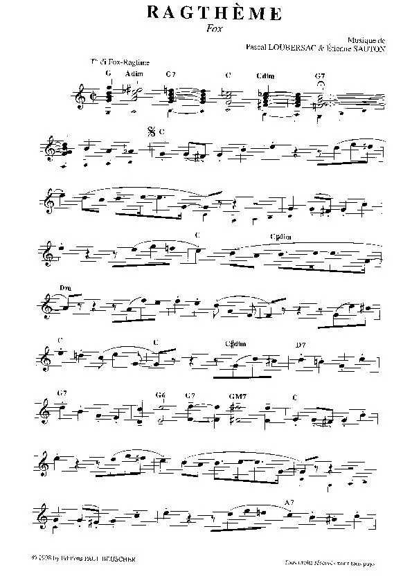 télécharger la partition d'accordéon Ragthème (Fox Ragtime) au format PDF