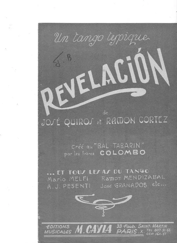télécharger la partition d'accordéon Revelacion (Tango) au format PDF