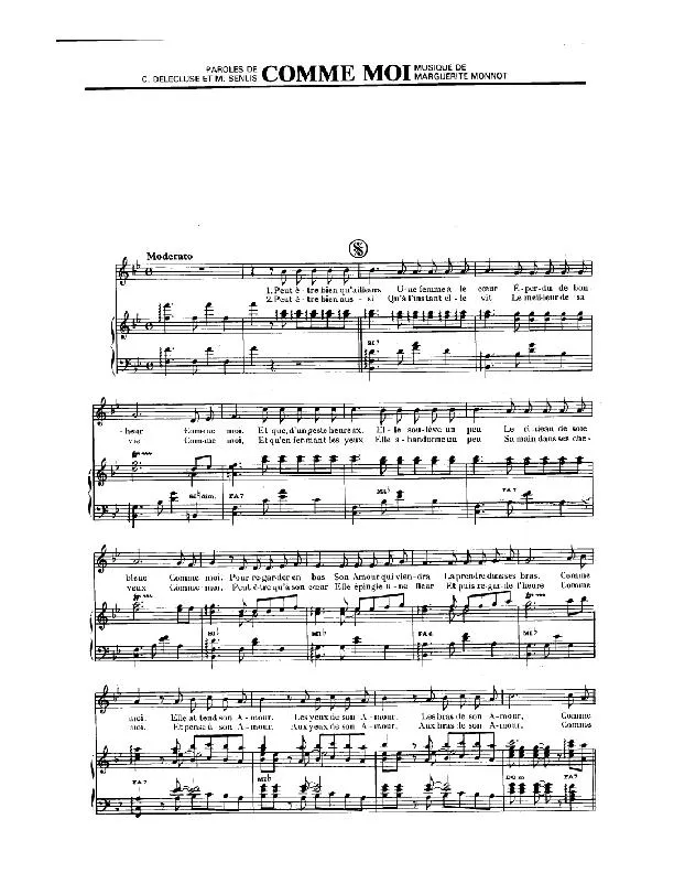 télécharger la partition d'accordéon Comme moi (Chant : Edith Piaf) au format PDF
