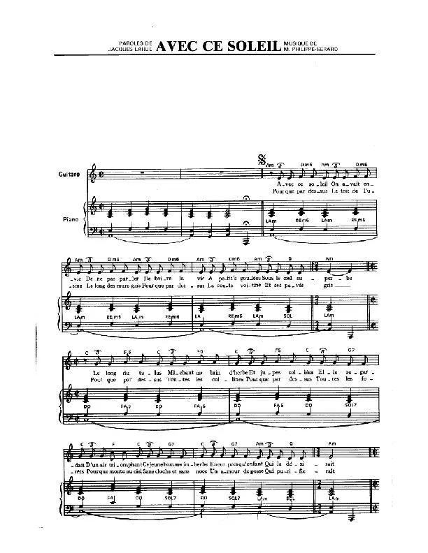 télécharger la partition d'accordéon Avec ce soleil (Chant : Edith Piaf) au format PDF