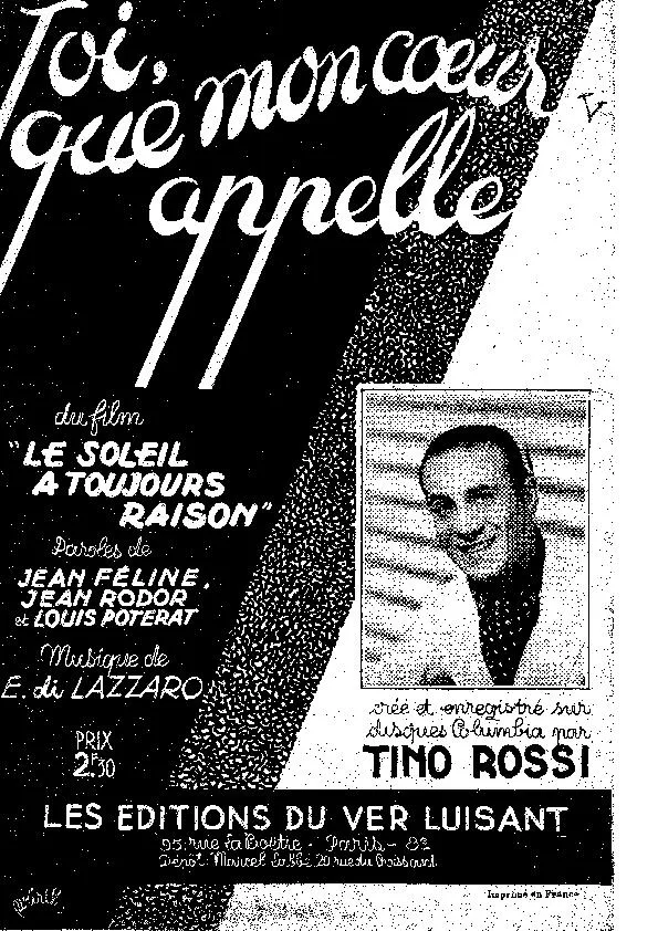 télécharger la partition d'accordéon Toi que mon cœur appelle (Du Film : Le soleil a toujours raison) (Chant : Tino Rossi) au format PDF