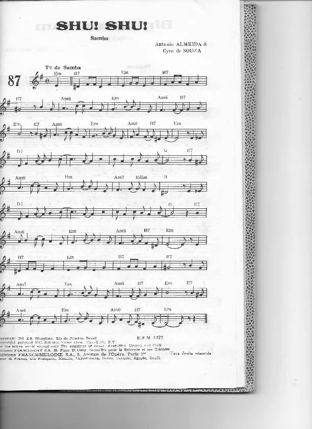 télécharger la partition d'accordéon Shu shu (Samba) au format PDF