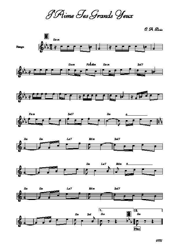 télécharger la partition d'accordéon J'aime tes grands yeux (Tango) (Relevé) au format PDF