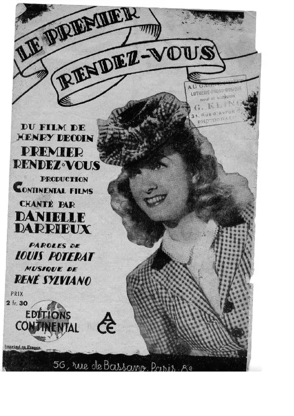 télécharger la partition d'accordéon Le premier rendez vous (Chant : Danielle Darrieux) au format PDF