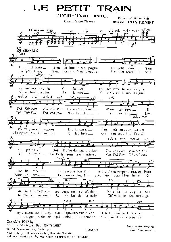 télécharger la partition d'accordéon Le petit train (Tch Tch Fou) (Chant : André Claveau) (Rumba) au format PDF