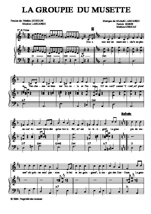 télécharger la partition d'accordéon La groupie du musette (Valse) au format PDF