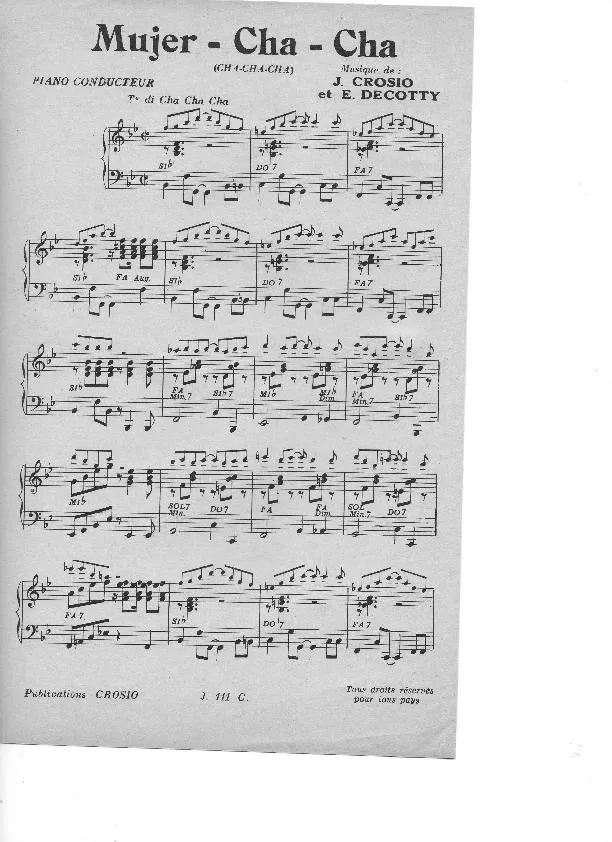 télécharger la partition d'accordéon Mujer Cha Cha (Piano) au format PDF