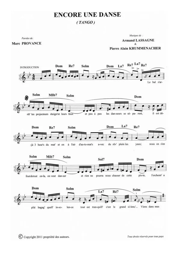 télécharger la partition d'accordéon Encore une danse (Tango) au format PDF