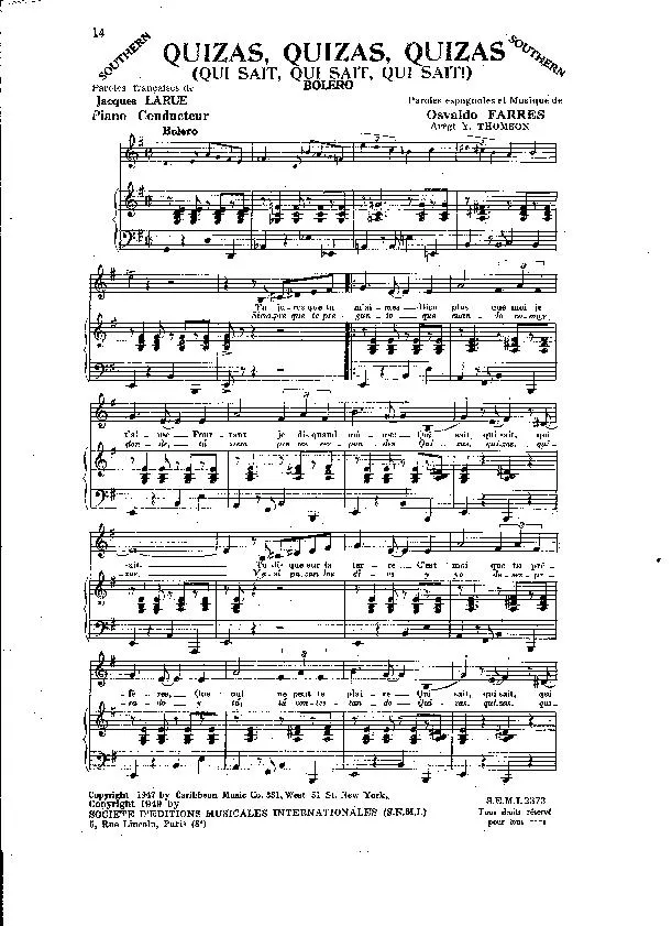 télécharger la partition d'accordéon Quizas Quizas Quizas (Qui sait Qui sait Qui sait) (Arrangement Yvonne Thomson) (Boléro) au format PDF