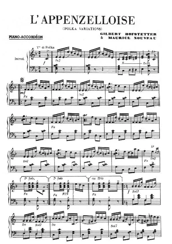 télécharger la partition d'accordéon L'appenzelloise (Polka Variations) au format PDF