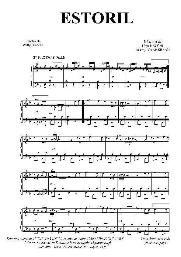 télécharger la partition d'accordéon Estoril (Paso Doble) au format PDF