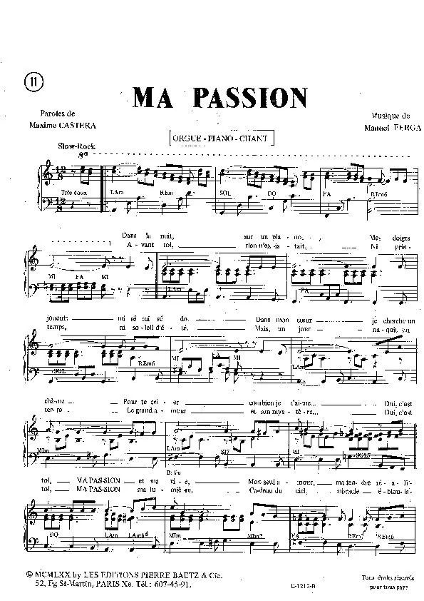 télécharger la partition d'accordéon Ma Passion  au format PDF